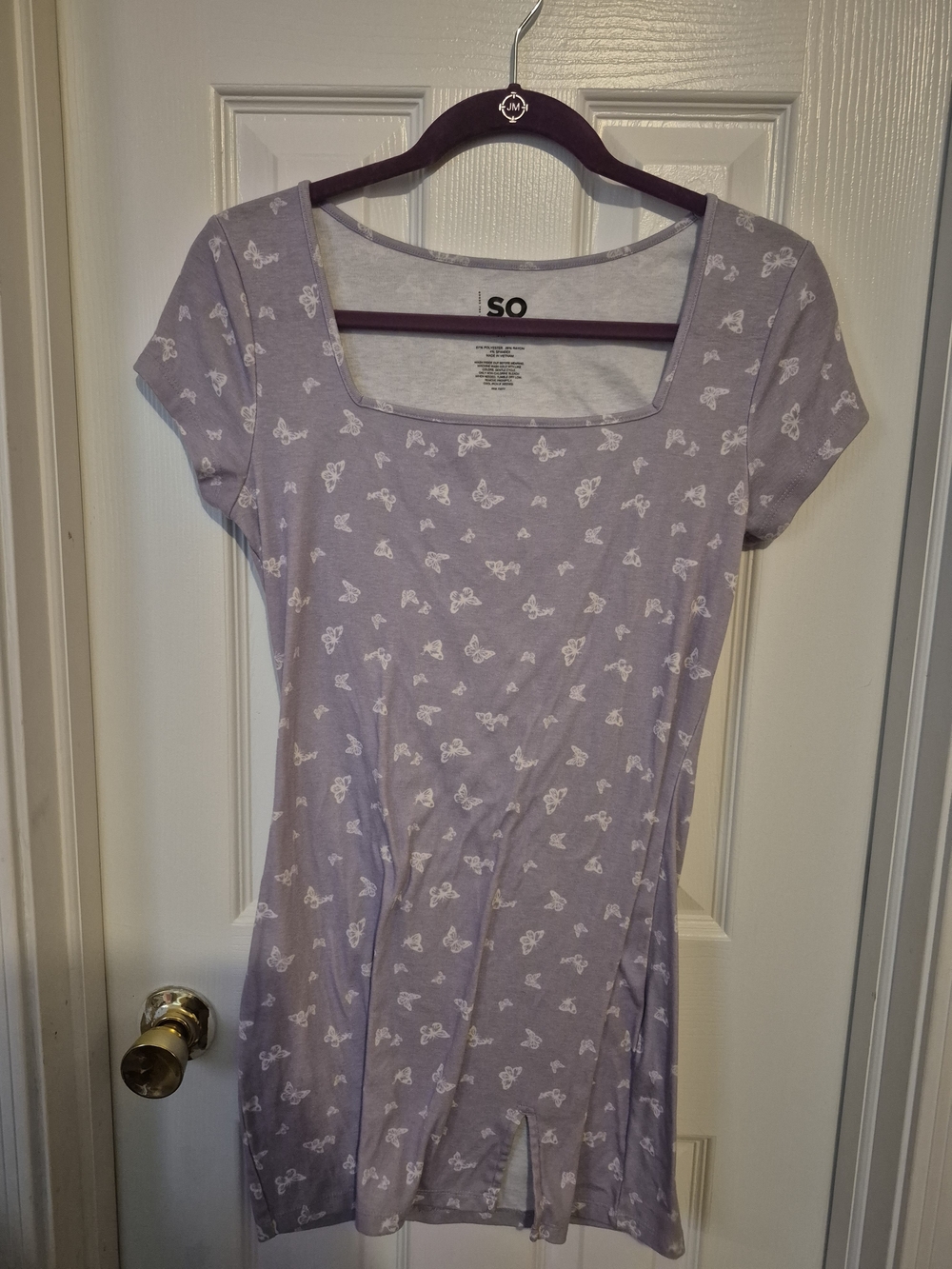 Sonoma Goods For Life Lavender Butterfly Print Square Neck Dress